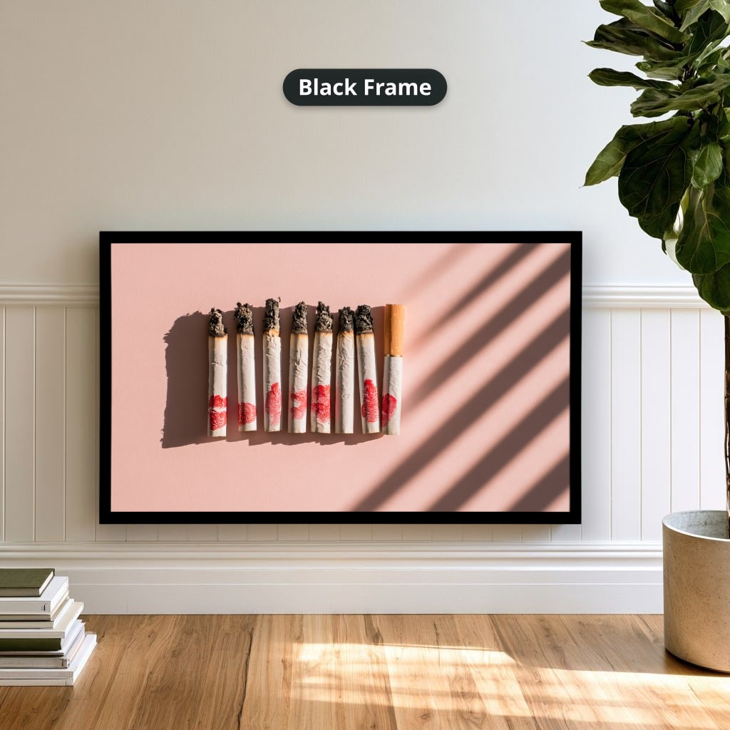 Cigarettes With Red Lipstick Marks Canvas Wall Art