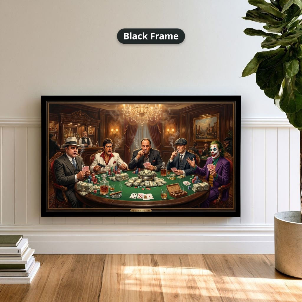 Gangster Canvas Wall Art, Mafia Poker Scene, Casino Wall Decor