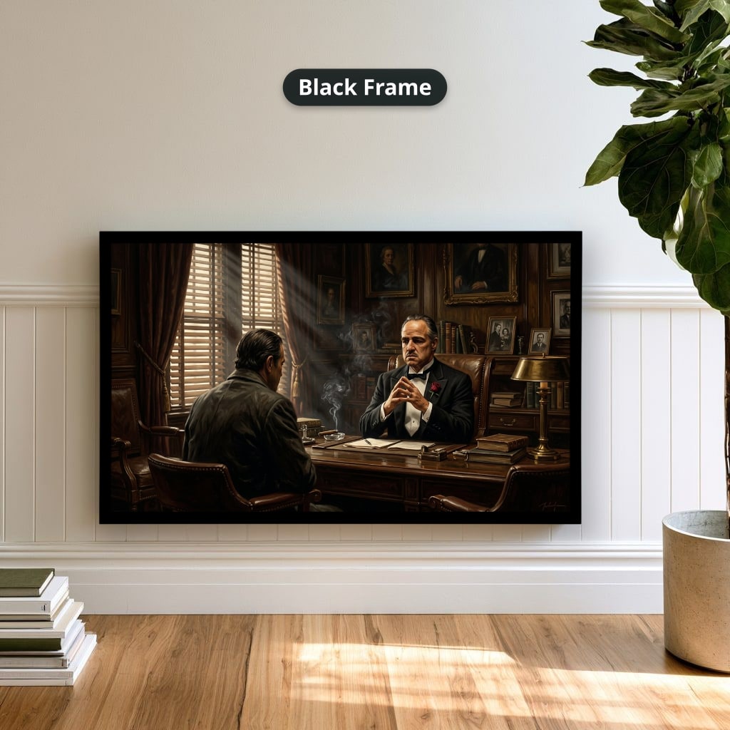 Gangster Mafia Canvas Wall Art, Godfather Scene, Vintage Office Decor