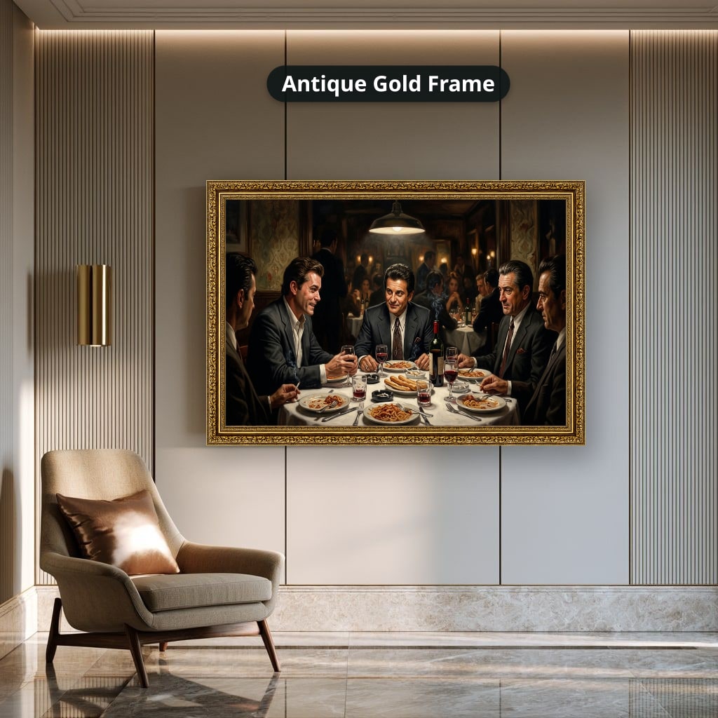 Gangster Mafia Canvas Wall Art, Vintage Restaurant Scene