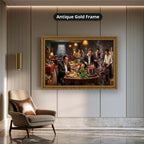 gangster dinner scene, mafia canvas wall art, man cave wall decor