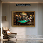 Gangster Canvas Wall Art, Mafia Pool Hall Scene, Man Cave Decor