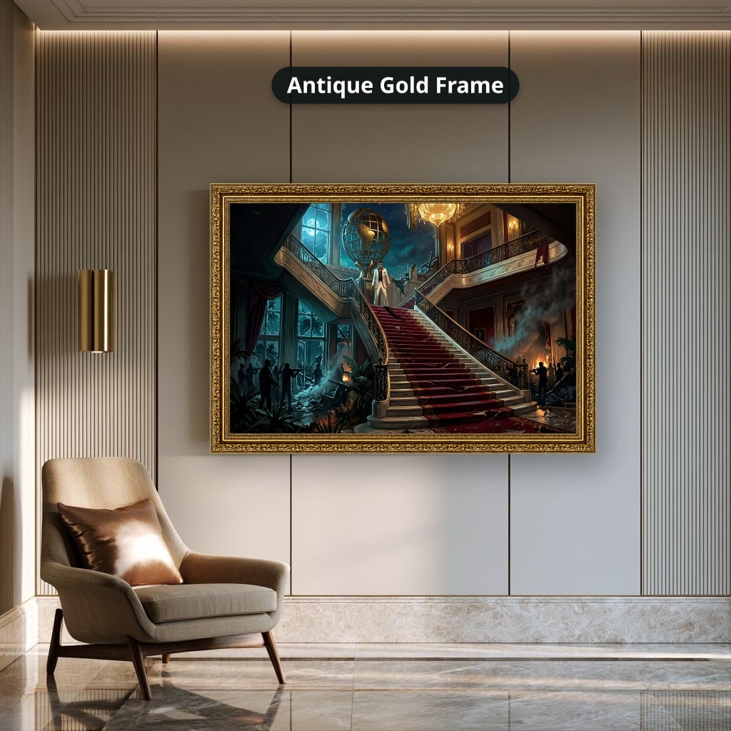 Gangster Canvas Wall Art, Mafia Wall Decor, Luxury Mansion Art