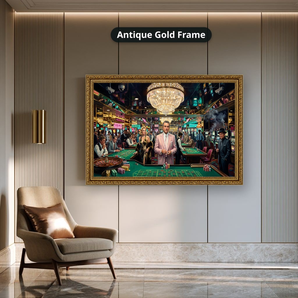 Gangster Casino Scene, Mafia Canvas Wall Art, Vintage Gambling Artwork