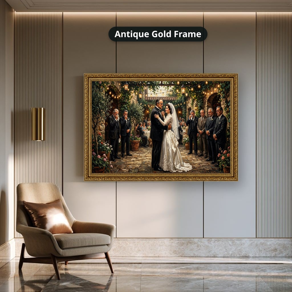 Gangster Wedding Scene, Mafia Canvas Wall Art, Horizontal Wall Decor