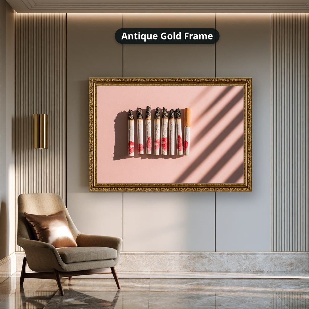 Cigarettes With Red Lipstick Marks Canvas Wall Art