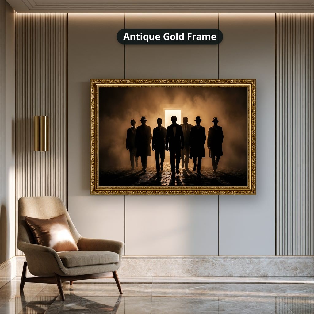 Gangster Mafia Canvas Wall Art, Vintage Mafia Print, Man Cave Decor – Horizontal No. 2