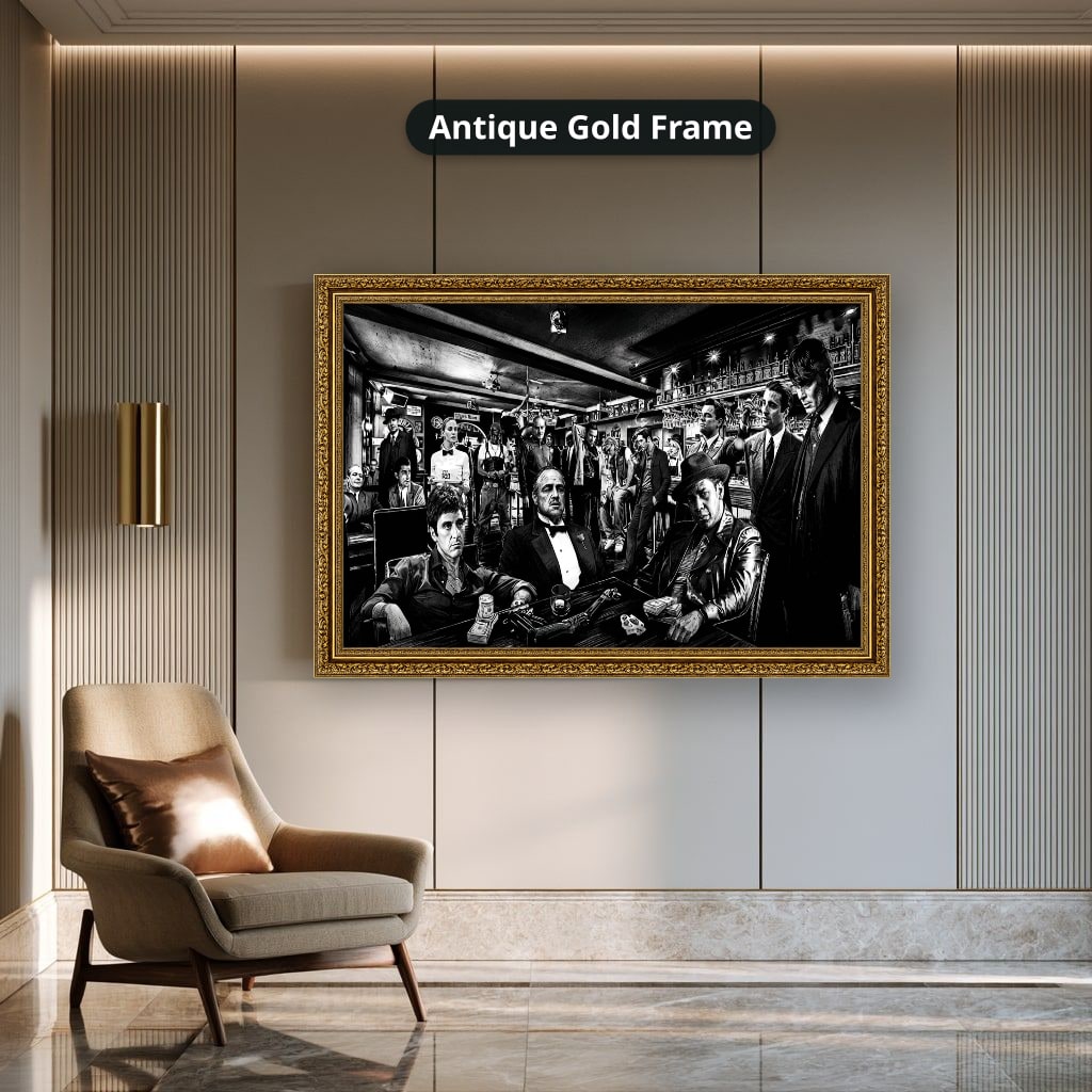 Gangster Mafia Canvas Wall Art, Vintage Crime Scene Wall Decor