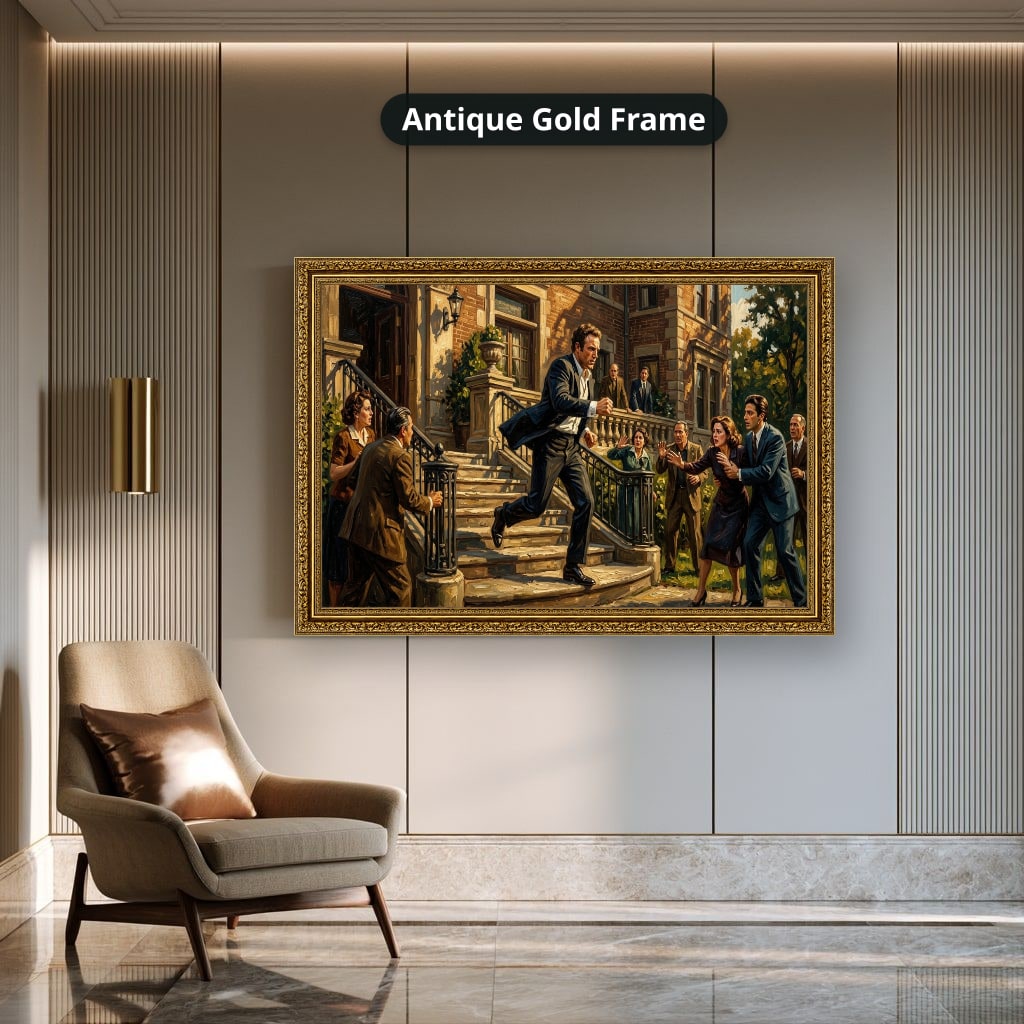 Gangster Canvas Wall Art, Mafia Scene, Vintage Gangster Art