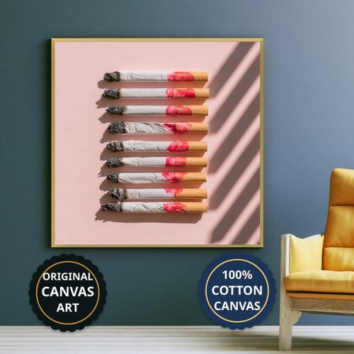 Cigarettes In Pink Still Life Canvas Wall Art, Ready To Hang