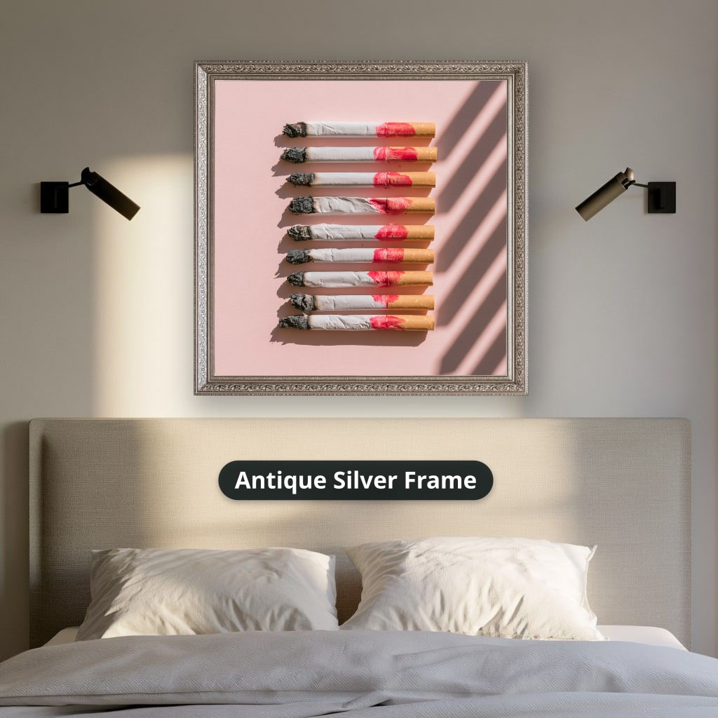 Cigarettes In Pink Still Life Canvas Wall Art, Ready To Hang