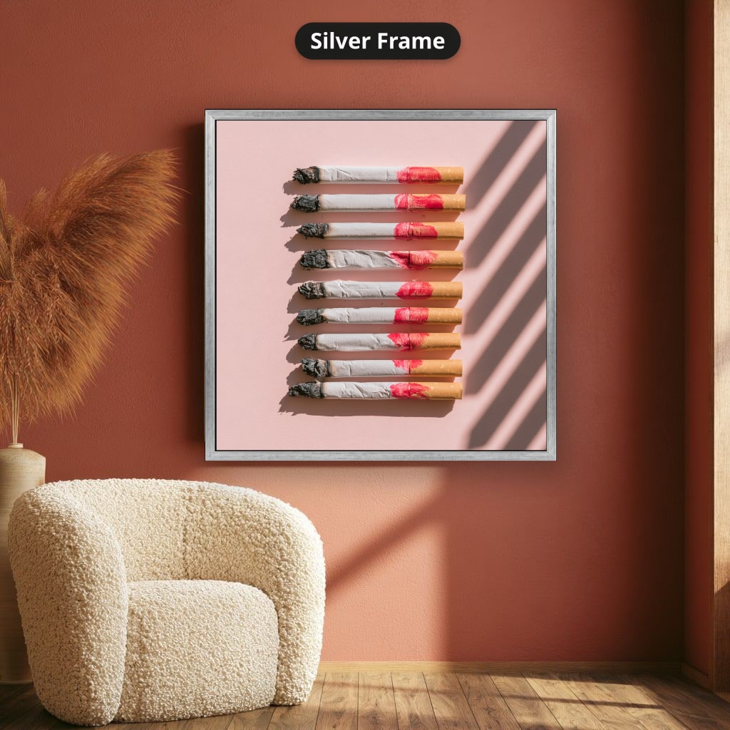 Cigarettes In Pink Still Life Canvas Wall Art, Ready To Hang