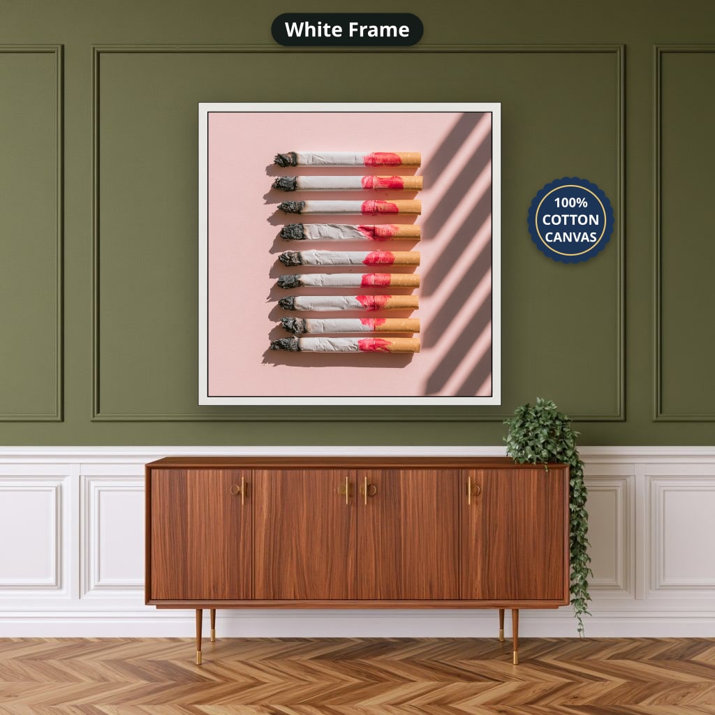 Cigarettes In Pink Still Life Canvas Wall Art, Ready To Hang
