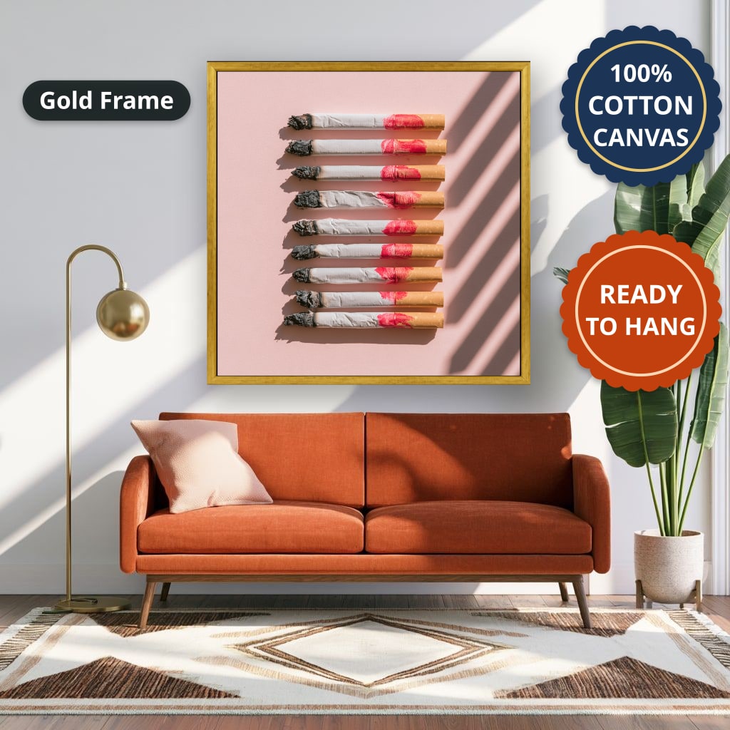 Cigarettes In Pink Still Life Canvas Wall Art, Ready To Hang