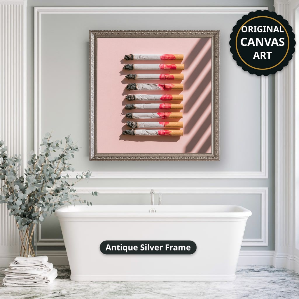 Cigarettes In Pink Still Life Canvas Wall Art, Ready To Hang