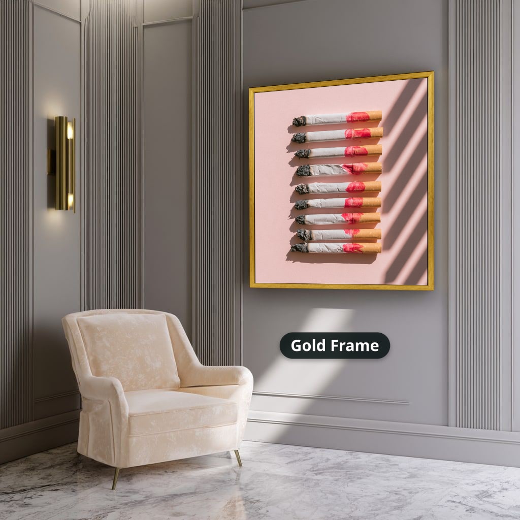 Cigarettes In Pink Still Life Canvas Wall Art, Ready To Hang