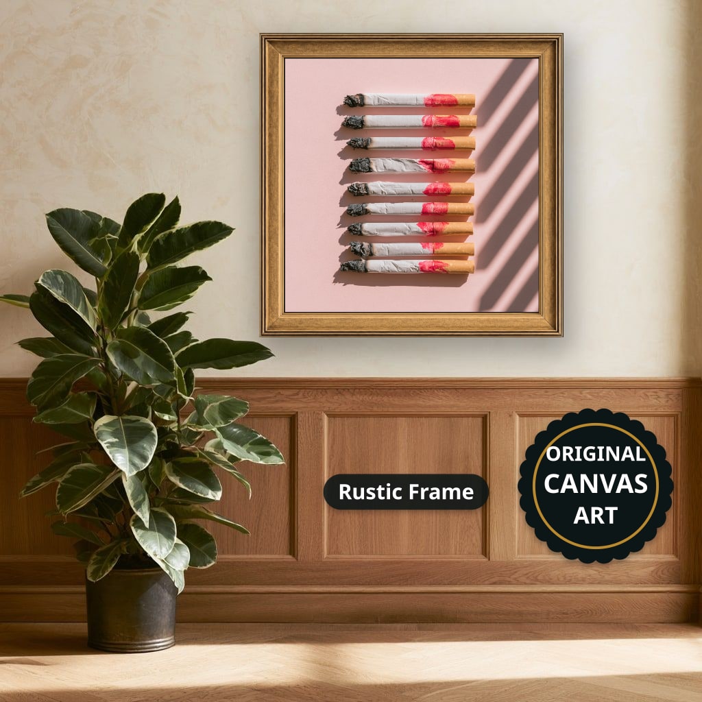 Cigarettes In Pink Still Life Canvas Wall Art, Ready To Hang