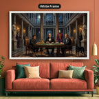Dark Monochrome Gangster Mafia Scene Canvas Wall Art, Vintage Noir