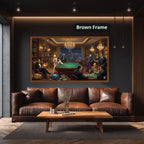Dark Charcoal Grey Gangster Casino Scene Canvas Wall Art, Vintage Noir