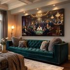Dark Charcoal Grey Gangster Casino Scene Canvas Wall Art