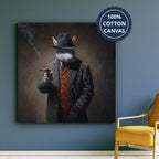 Monochrome Rabbit Gangster Canvas Wall Art, Vintage Noir, Square Panel