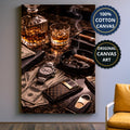 Whiskey Cigar And Luxury Desk Canvas Wall Art, Large Vertical