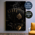 Vintage Playing Cards With Spade Canvas Wall Art, Large Vertical