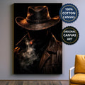 Mysterious Cowboy With Cigar Smoke Canvas Wall Art, Large Vertical