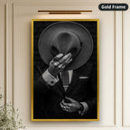Faceless Man Holding Hat In Suit Canvas Wall Art, Large Vertical