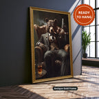Bear Mob Boss In Armchair Canvas Wall Art, Large Vertical