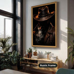 Mysterious Cowboy With Cigar Smoke Canvas Wall Art, Large Vertical