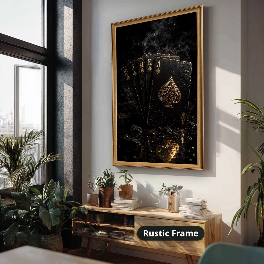 Vintage Playing Cards With Spade Canvas Wall Art, Large Vertical