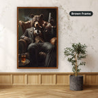 Bear Mob Boss In Armchair Canvas Wall Art, Large Vertical
