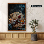 Playing Cards Fan In Smoky Casino Canvas Wall Art, Large Vertical