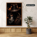 Mysterious Cowboy With Cigar Smoke Canvas Wall Art, Large Vertical