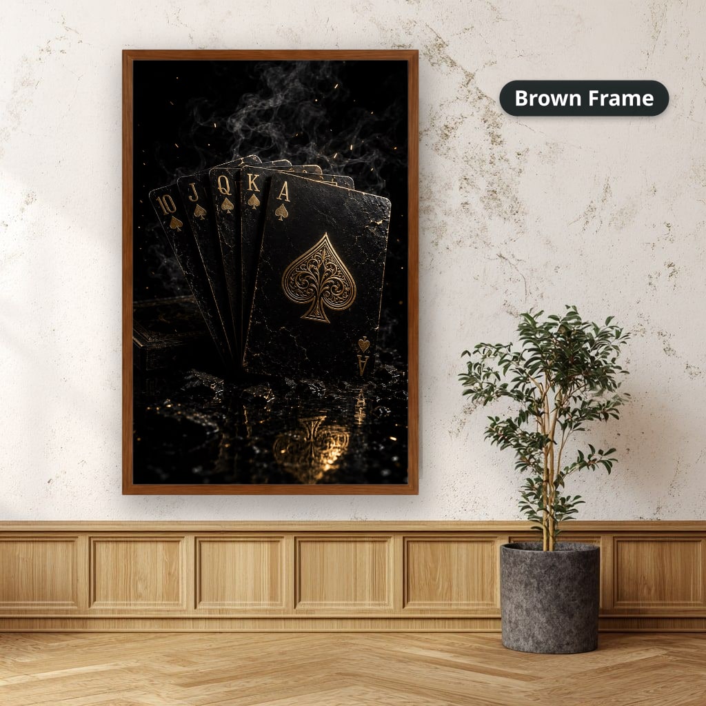 Vintage Playing Cards With Spade Canvas Wall Art, Large Vertical