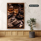 Whiskey Cigar And Luxury Desk Canvas Wall Art, Large Vertical
