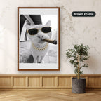White Cat Wearing Sunglasses With Cigar Canvas Wall Art