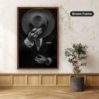 Faceless Man Holding Hat In Suit Canvas Wall Art, Large Vertical