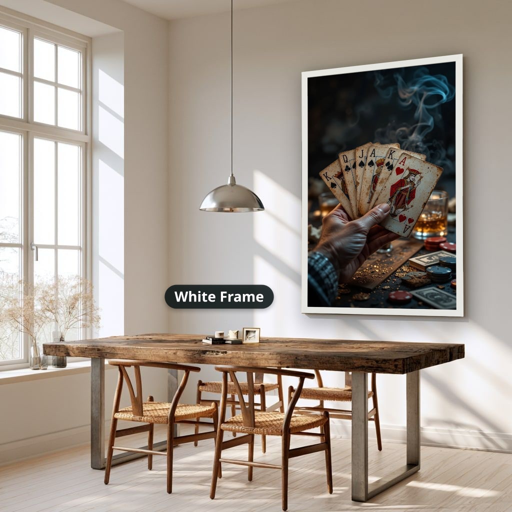 Playing Cards Fan In Smoky Casino Canvas Wall Art, Large Vertical