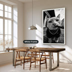Cat Smoking Cigar In Street Canvas Wall Art, Large Vertical