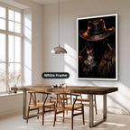 Mysterious Cowboy With Cigar Smoke Canvas Wall Art, Large Vertical