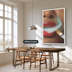 Woman Smoking Cigarette Close Up Canvas Wall Art, Large Vertical