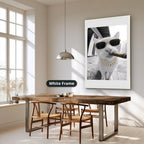 White Cat Wearing Sunglasses With Cigar Canvas Wall Art
