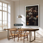 Bear Mob Boss In Armchair Canvas Wall Art, Large Vertical
