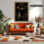Mysterious Cowboy With Cigar Smoke Canvas Wall Art, Large Vertical