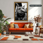 Cat Smoking Cigar In Street Canvas Wall Art, Large Vertical