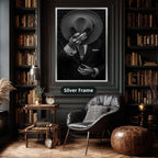 Faceless Man Holding Hat In Suit Canvas Wall Art, Large Vertical