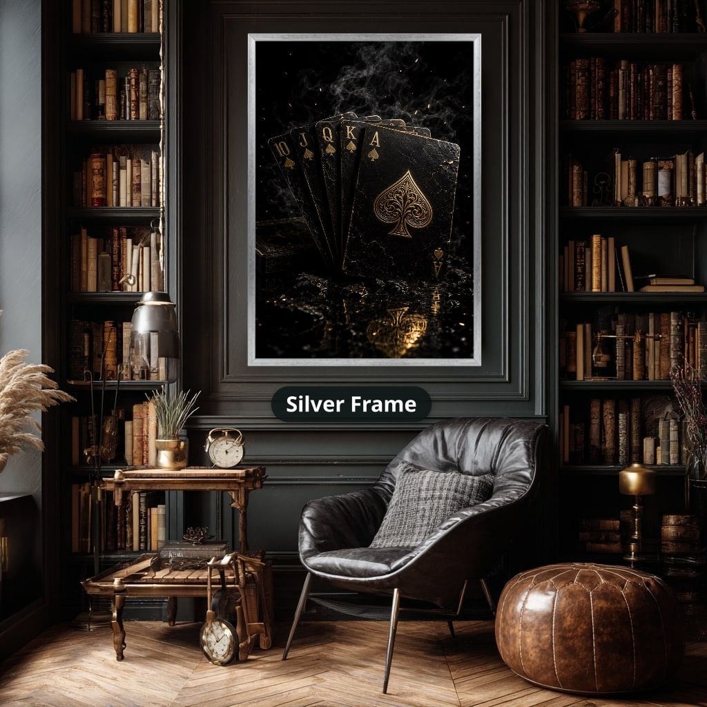 Vintage Playing Cards With Spade Canvas Wall Art, Large Vertical