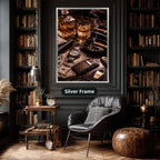 Whiskey Cigar And Luxury Desk Canvas Wall Art, Large Vertical
